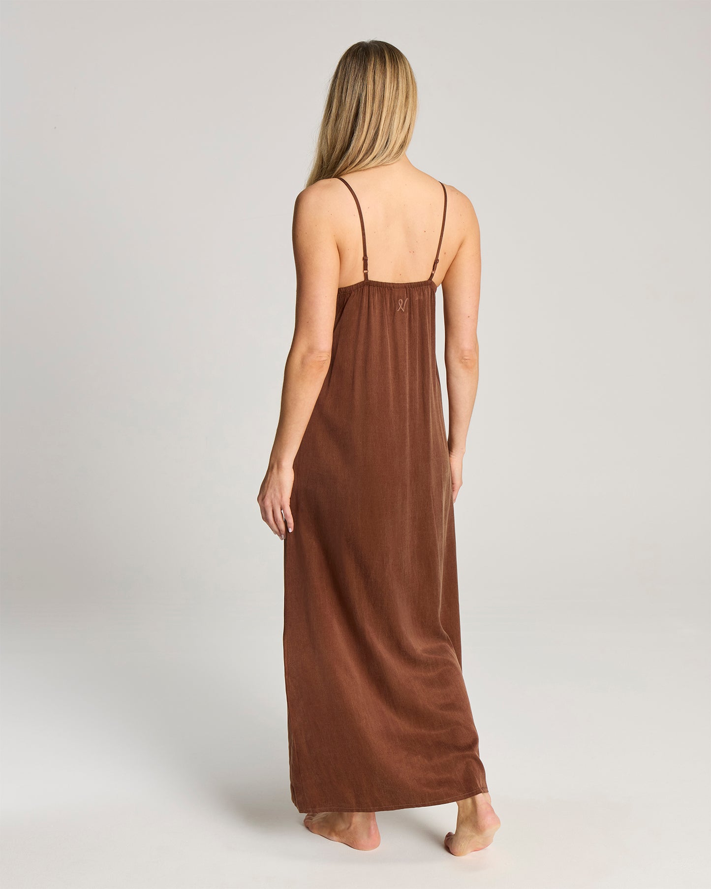 Eco-Luxe Maxi Slip Dress - Cocoa
