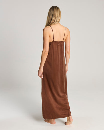 Eco-Luxe Maxi Slip Dress - Cocoa