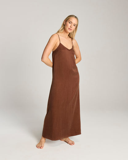Eco-Luxe Maxi Slip Dress - Cocoa