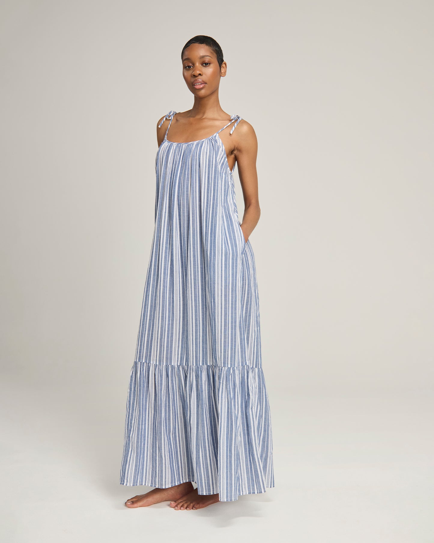 The Trapeze Dress - French Navy Stripe