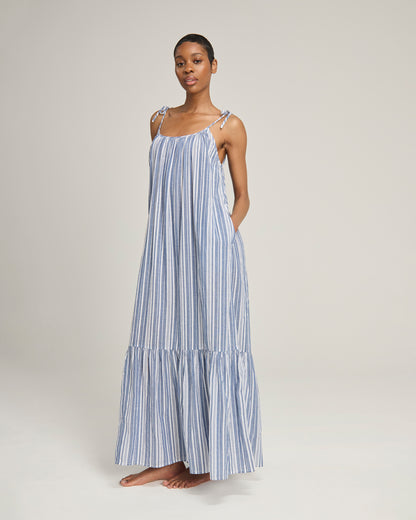 The Trapeze Dress - French Navy Stripe