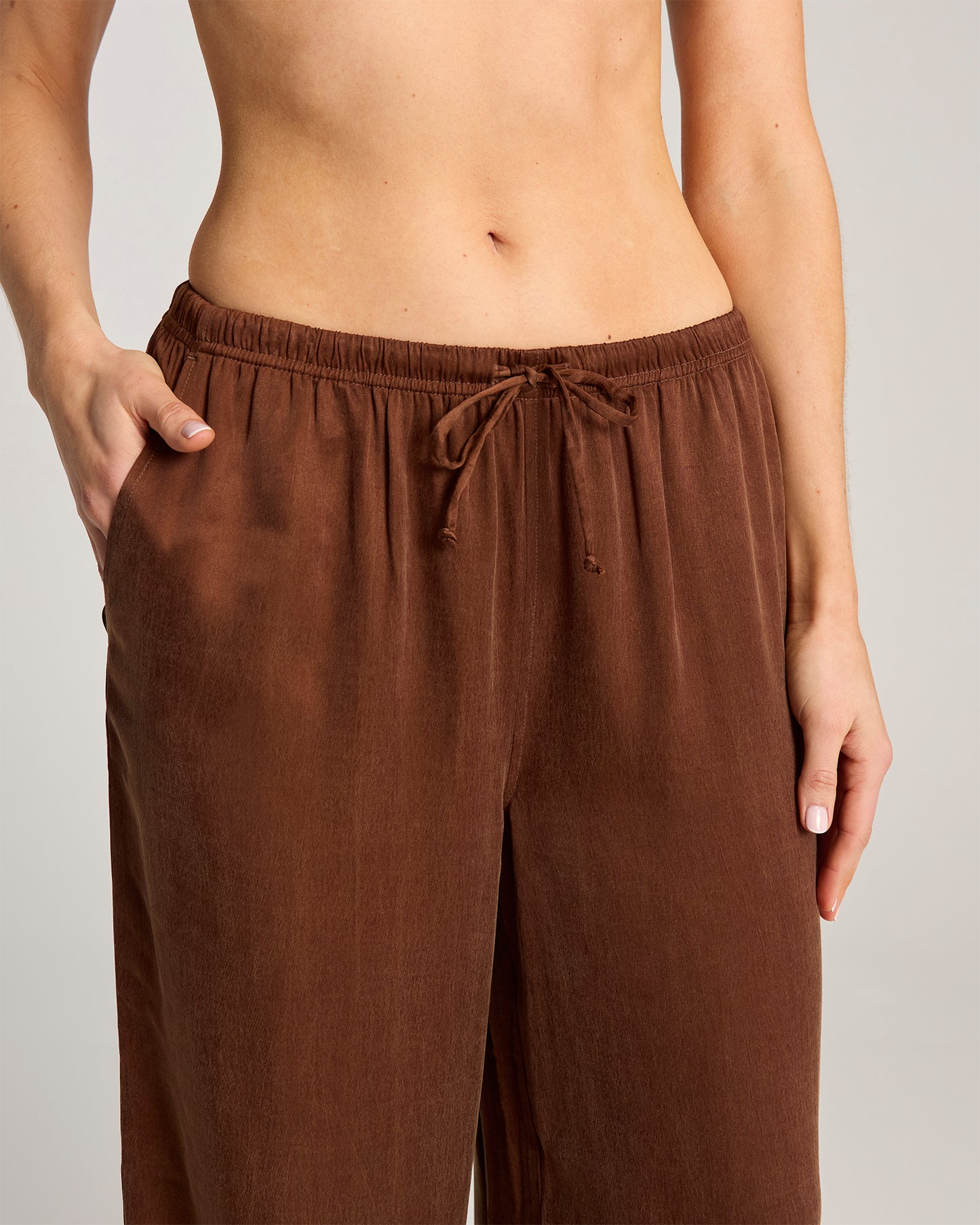 Eco-Luxe Drawstring Trouser - Cocoa