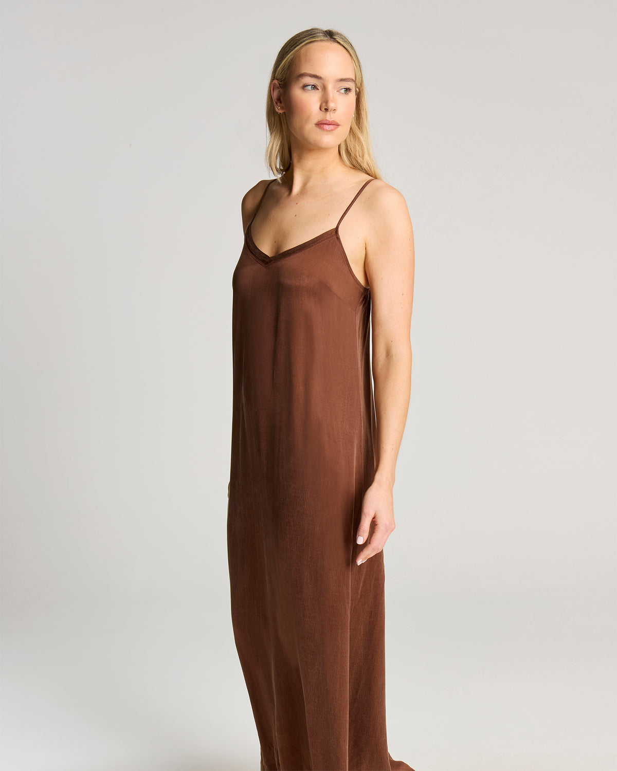 Eco Luxe Maxi Slip Dress Cocoa