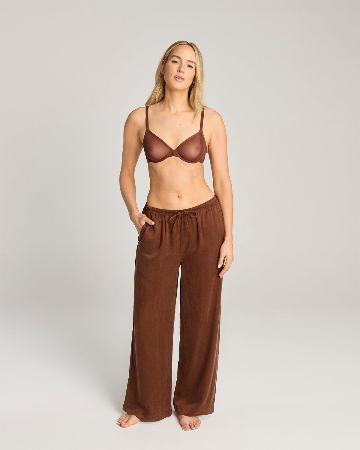 Eco Luxe Drawstring Trouser Cocoa