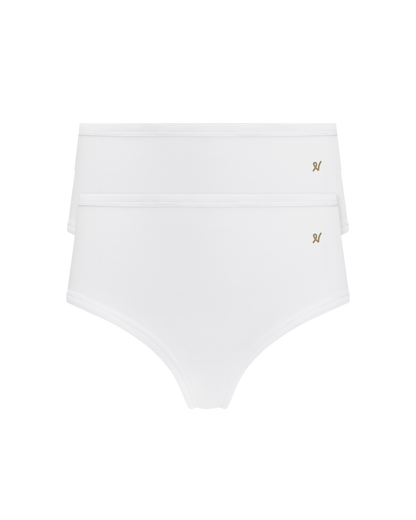 The Organic Cotton Midi Brief 2 Pack - Cotton White