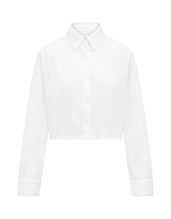 The Cropped Shirt - Cotton White