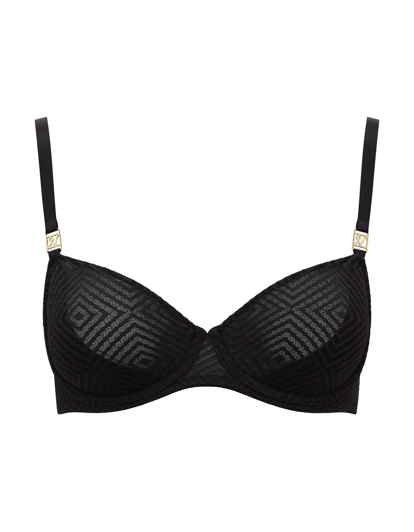 The Sheer Deco Lift Balcony Bra - Black