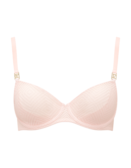 The Sheer Deco Lift Balcony Bra - Blush Pink