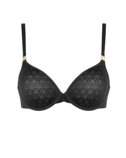 Honeycomb Semi-Demi Bra - Black