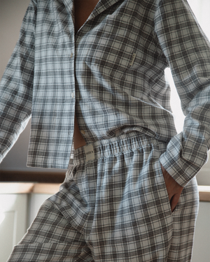 The Classic Flannel PJ Set - Grey and White Check