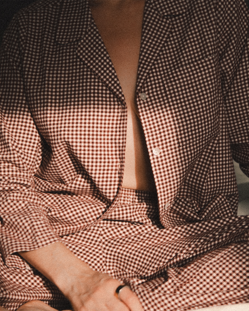 The Classic Flannel PJ Set - Mulberry Gingham