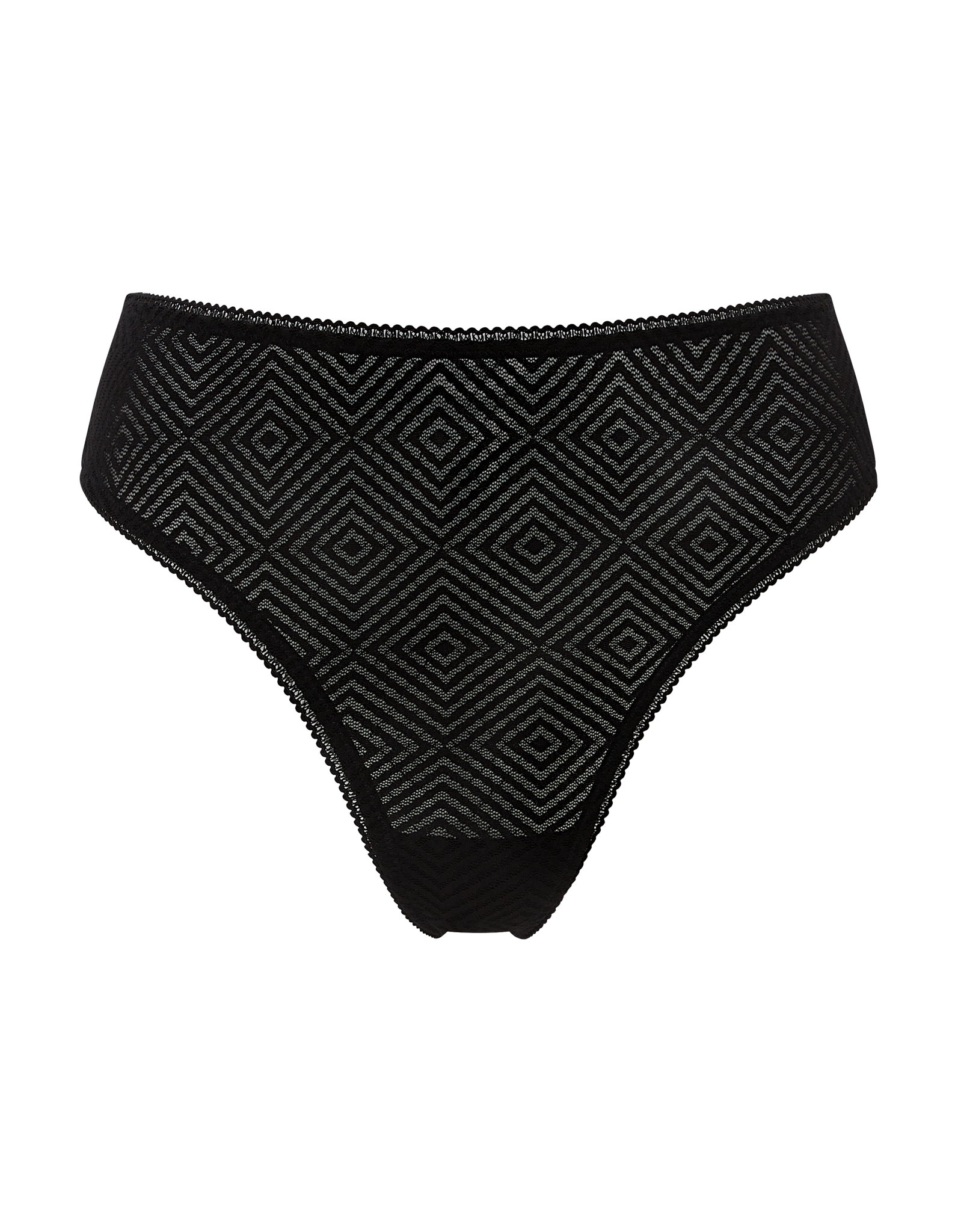 The Sheer Deco High Leg Brief - Black