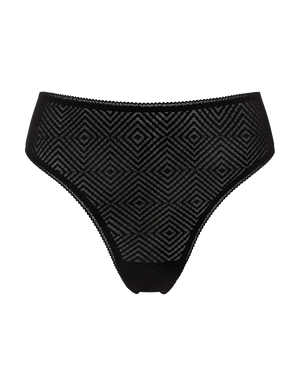 The Sheer Deco High Leg Brief - Black