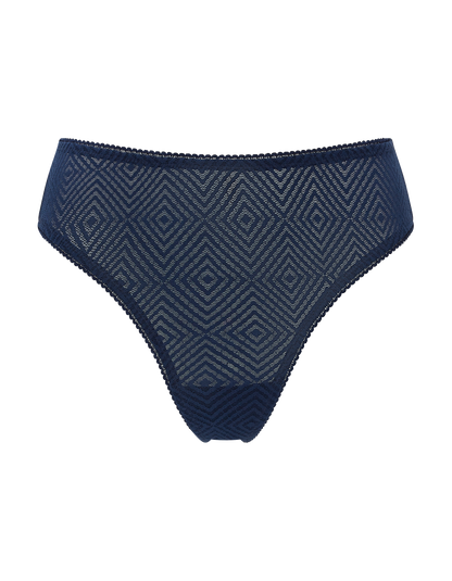 The Sheer Deco High Leg Brief - Navy