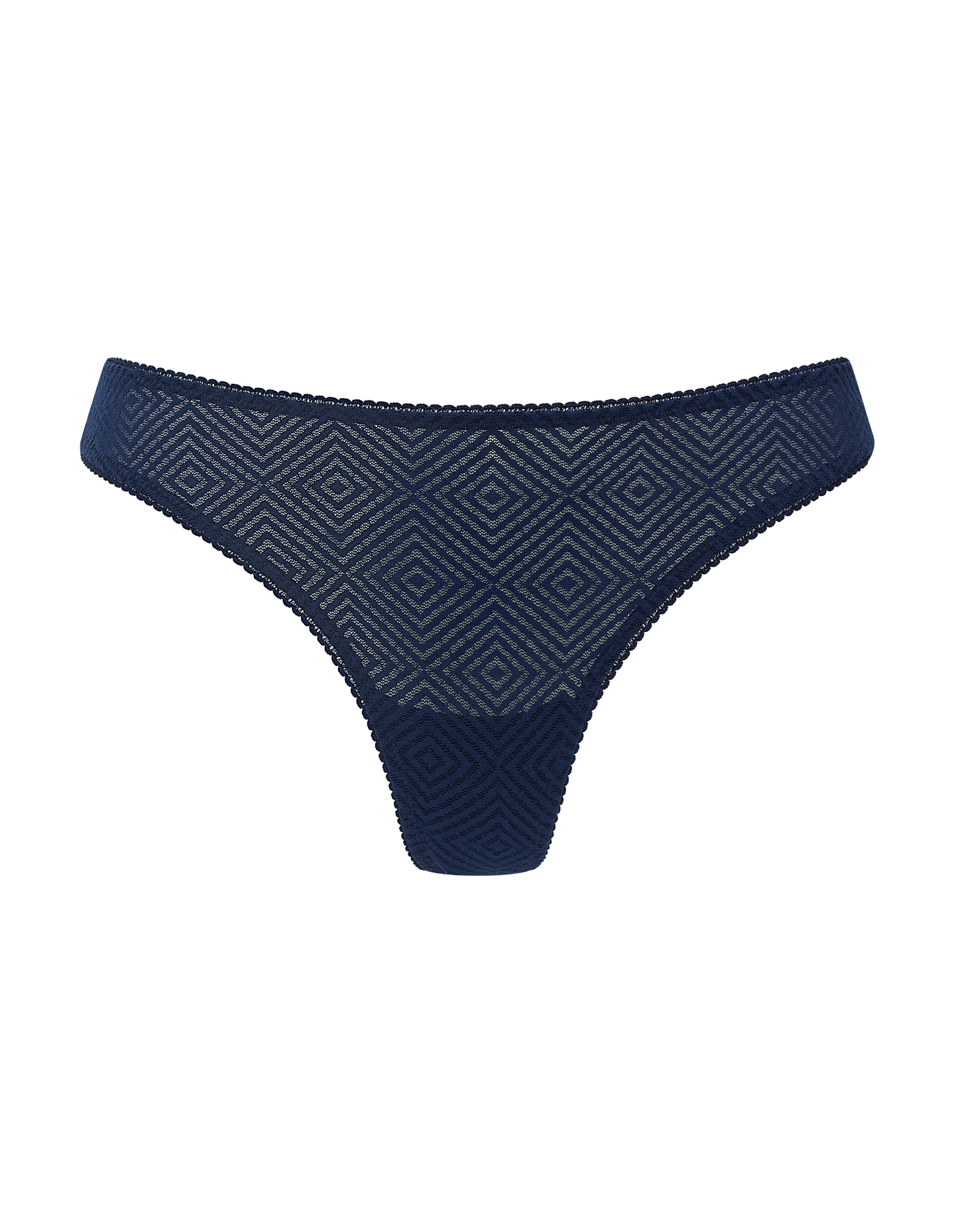 The Sheer Deco Barely There Thong - Navy