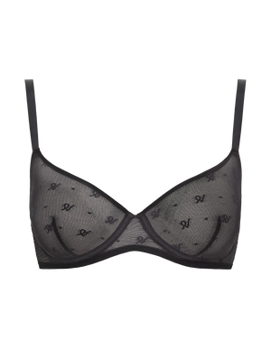 The Lift Balcony Bra in Logo Mesh - Black