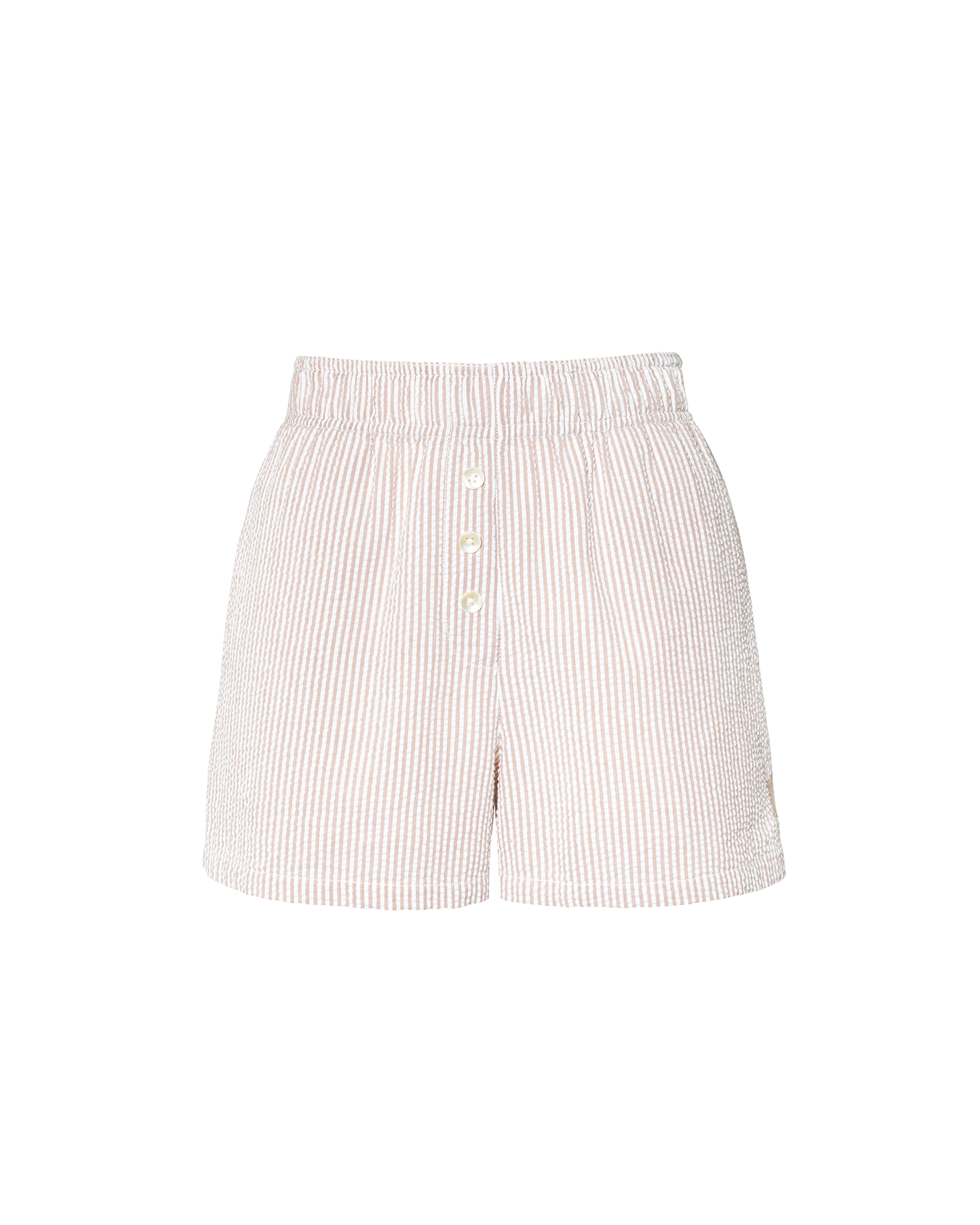 Seersucker Button Boxer - Mocha Stripe