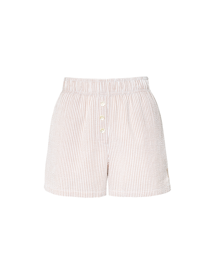 Seersucker Button Boxer - Mocha Stripe