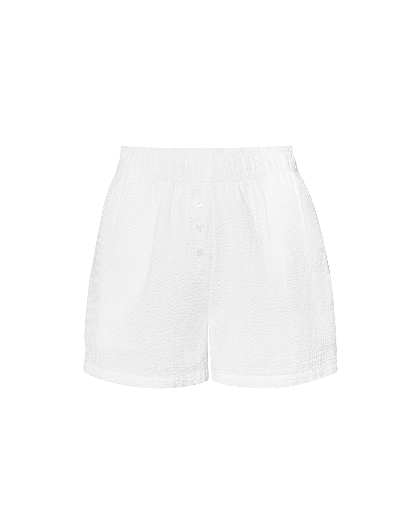 Seersucker Button Boxer - White