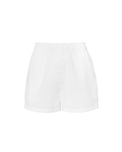 Seersucker Button Boxer - White