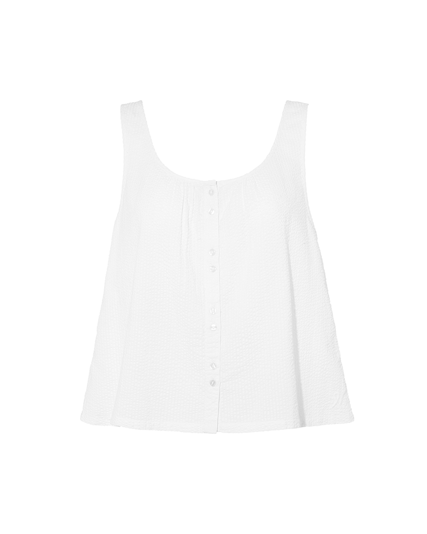 Seersucker Button Cami - White