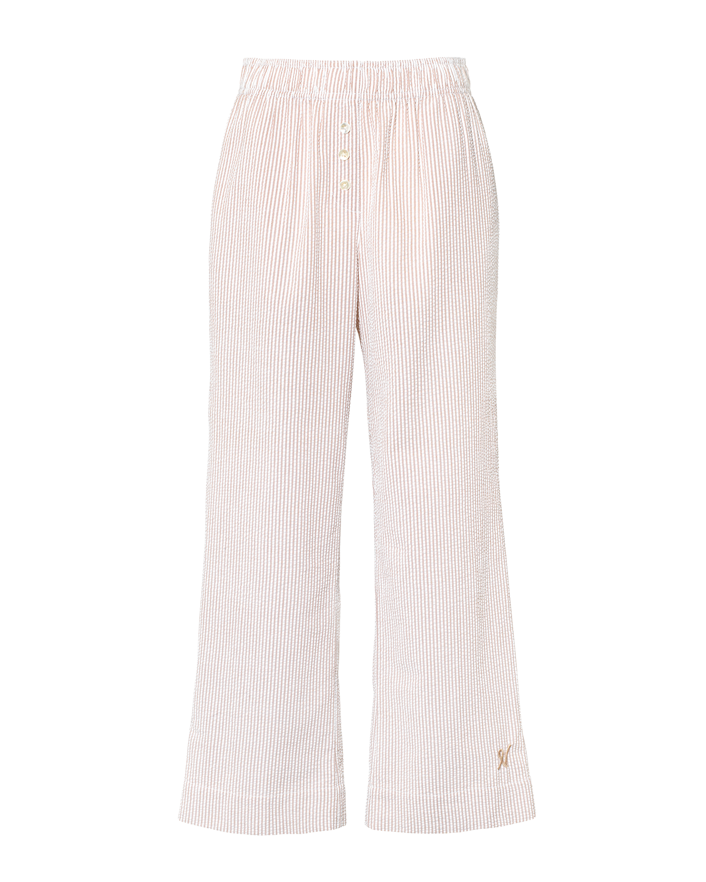 Seersucker Button Trouser - Mocha Stripe