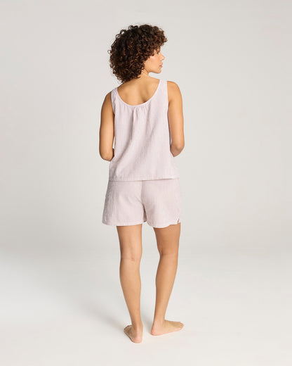 Seersucker Button Cami - Mocha Stripe