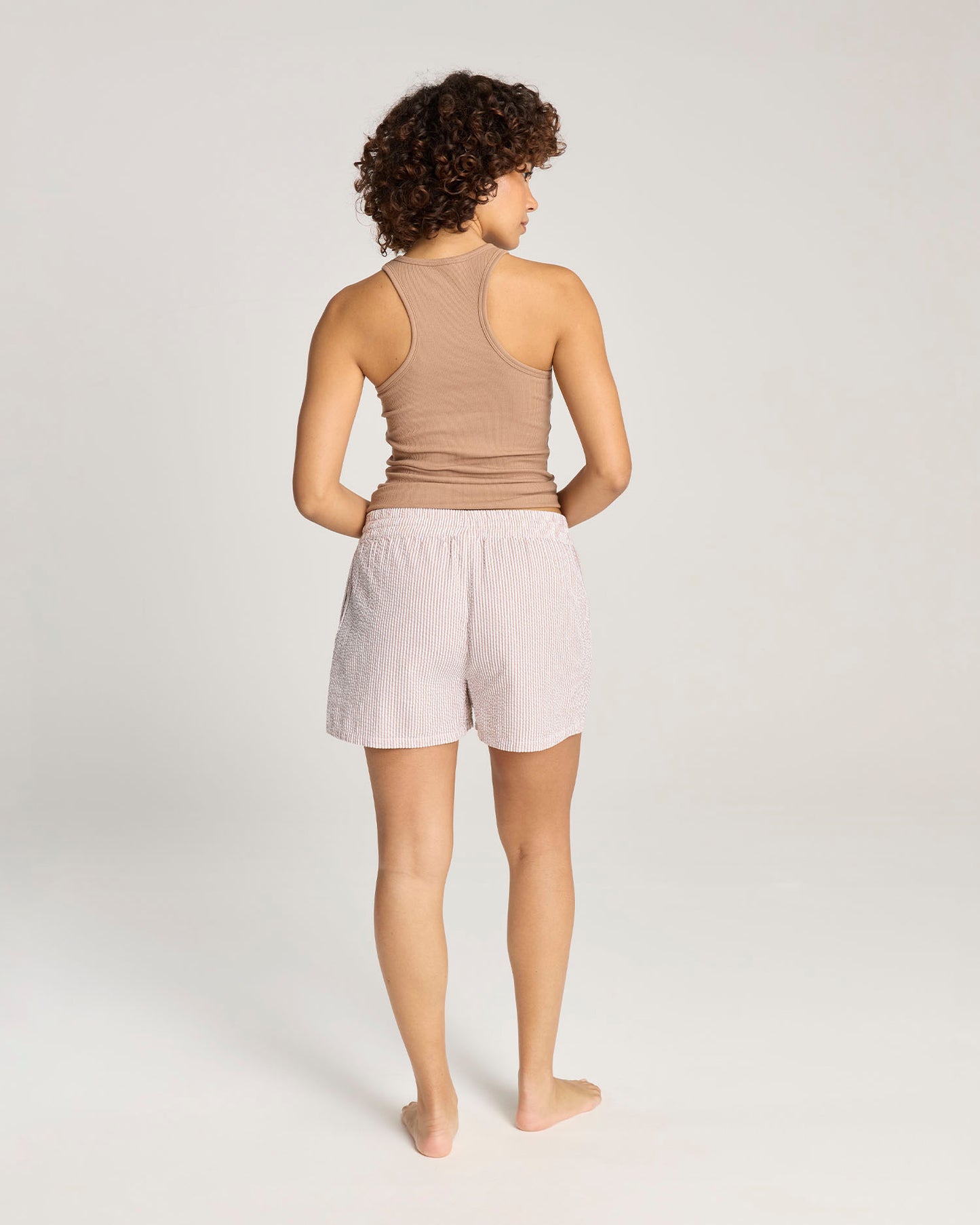 Seersucker Button Boxer - Mocha Stripe