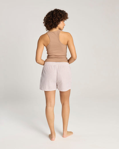 Seersucker Button Boxer - Mocha Stripe