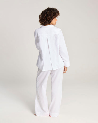 Seersucker Boxy Shirt - White