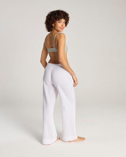 Seersucker Button Trouser - White