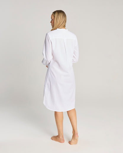 Seersucker Shirt Dress - White