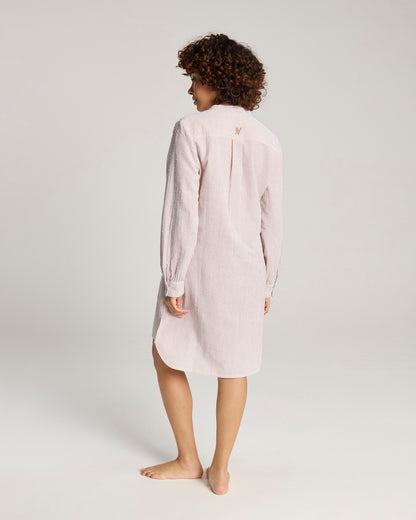 Seersucker Shirt Dress - Mocha Stripe