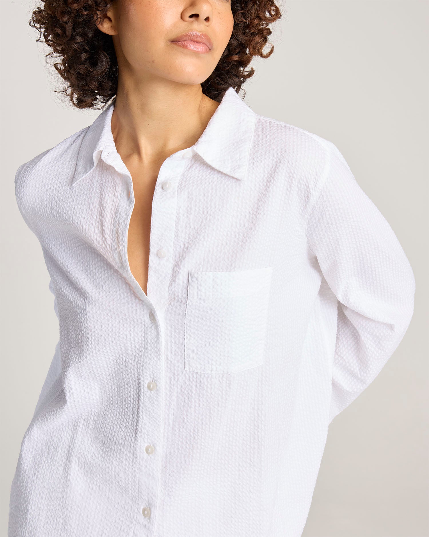 Seersucker Boxy Shirt