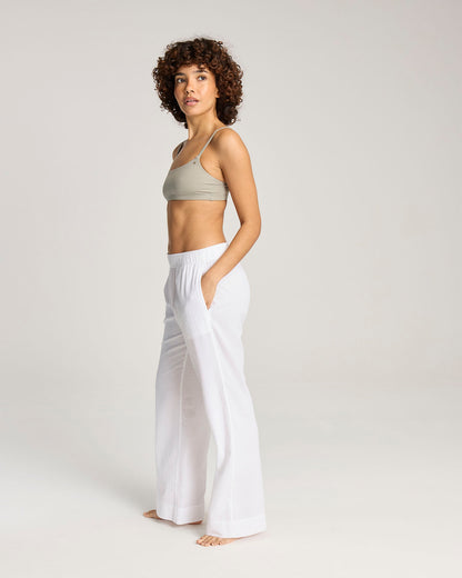 Seersucker Button Trouser - White