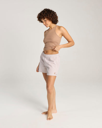 Seersucker Button Boxer - Mocha Stripe
