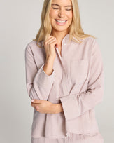Seersucker Boxy Shirt - Mocha Stripe