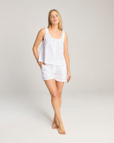 Seersucker Button Cami - White