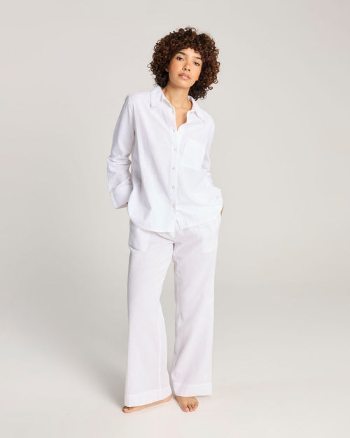Seersucker Boxy Shirt - White