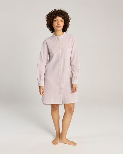 Seersucker Shirt Dress - Mocha Stripe