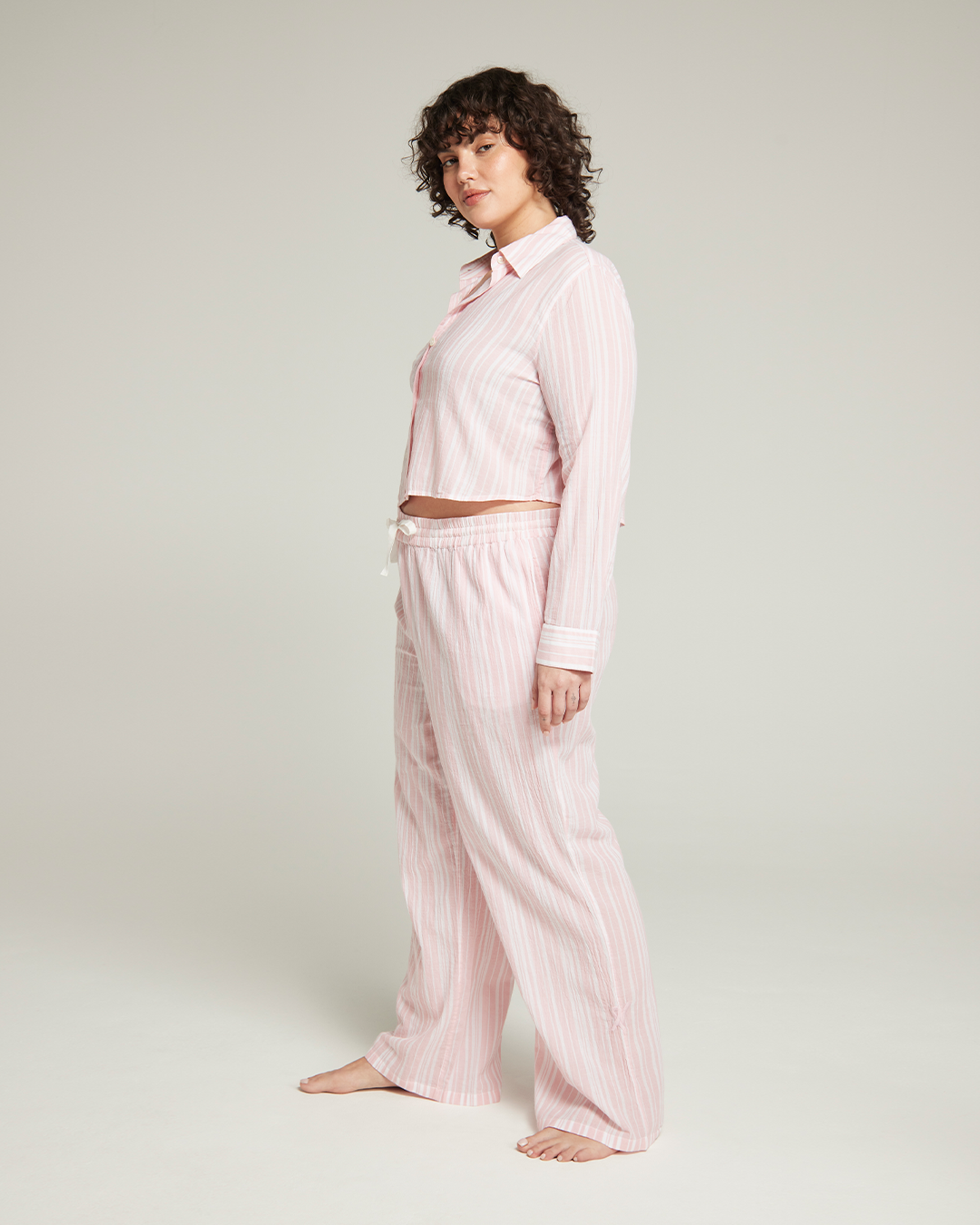 The Cropped Shirt - Fondant Pink Stripe