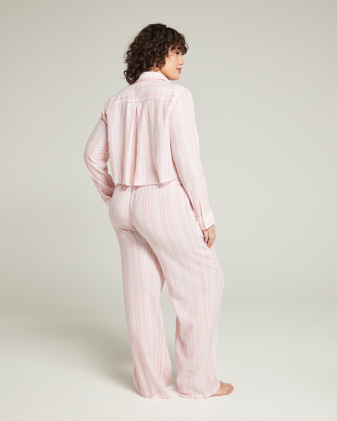 The Cropped Shirt - Fondant Pink Stripe