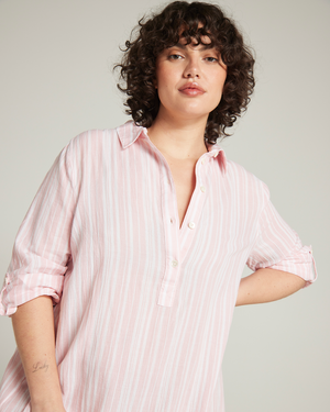 The Maxi Shirt - Fondant Pink Stripe
