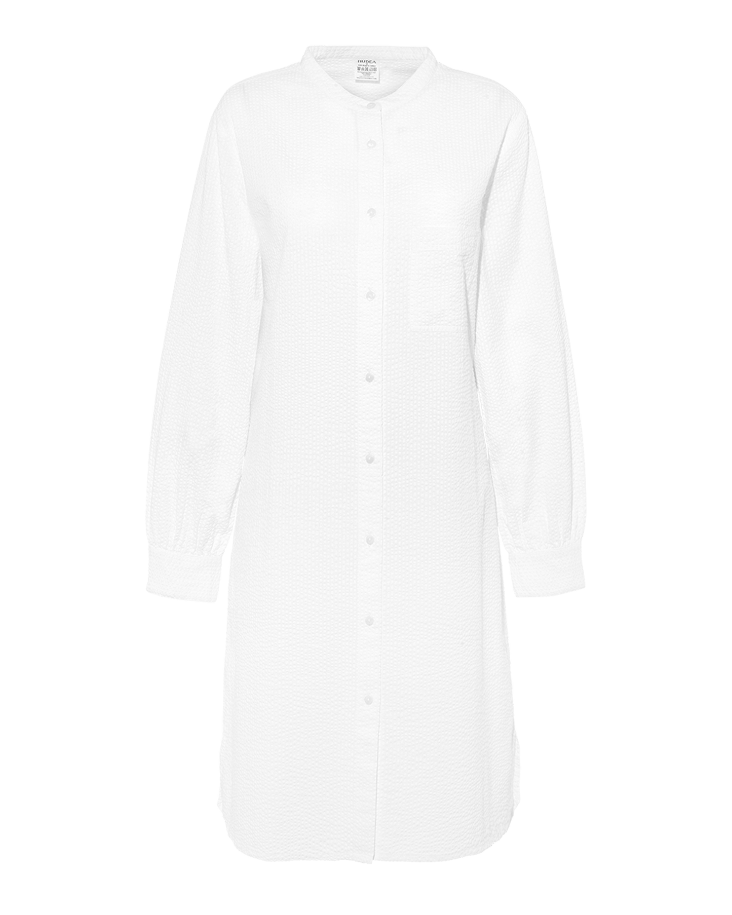 Seersucker Shirt Dress - White