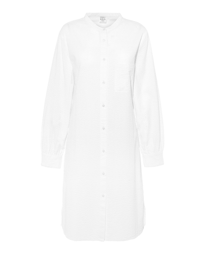 Seersucker Shirt Dress - White