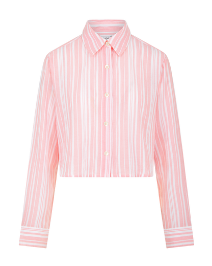 The Cropped Shirt - Fondant Pink Stripe