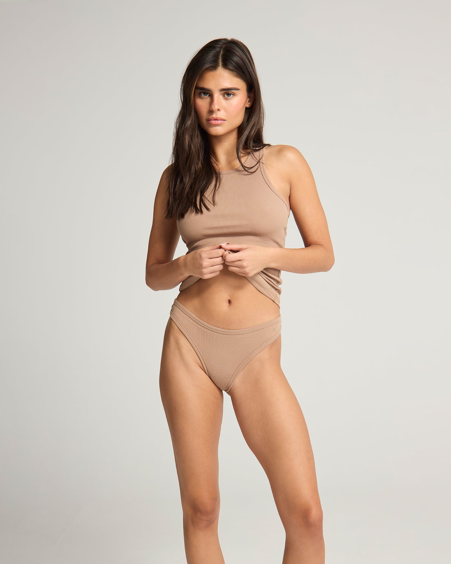 Organic Cotton Dipped Thong 2 Pack Mocha