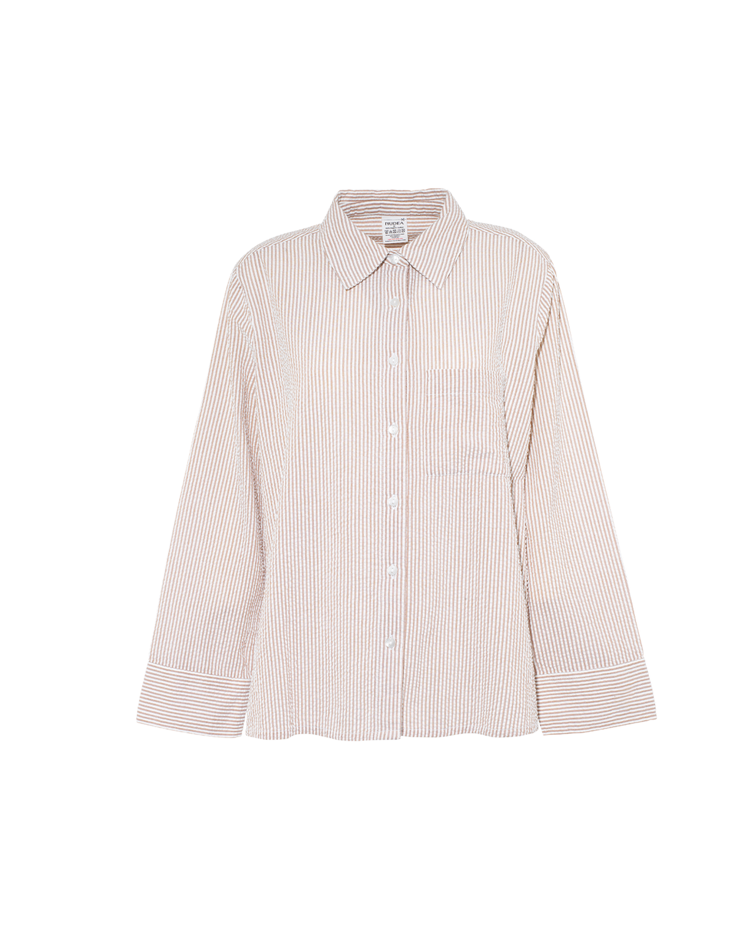 Seersucker Boxy Shirt - Mocha Stripe