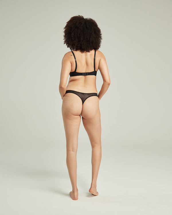 The Sheer Deco Barely There Thong - Black