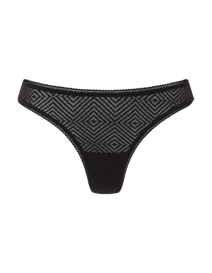 The Sheer Deco Barely There Thong - Black